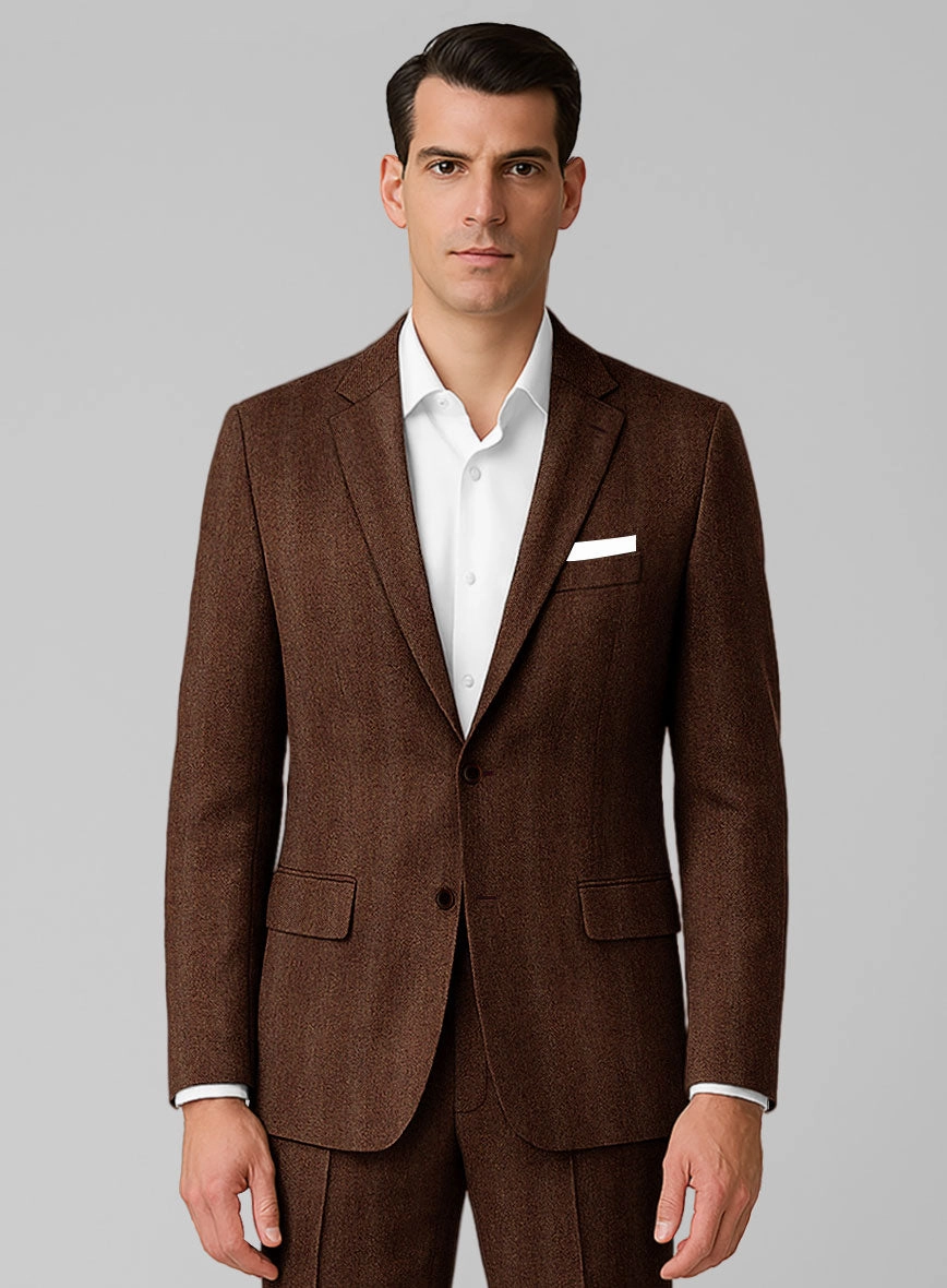 Italian Wide Herringbone Rust Tweed Suit