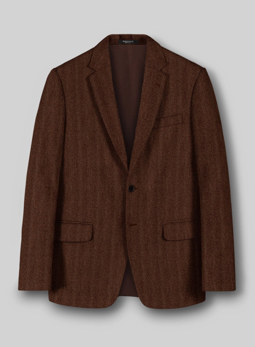 Italian Wide Herringbone Rust Tweed Suit