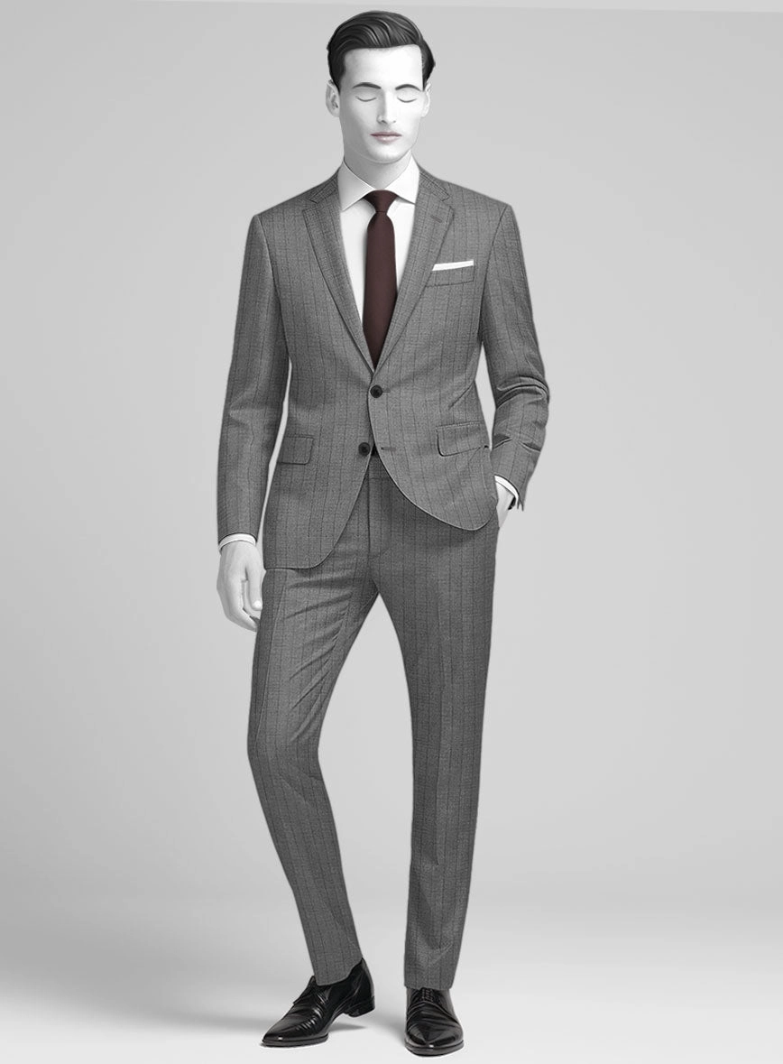 Italian Wool Slate Band Suit