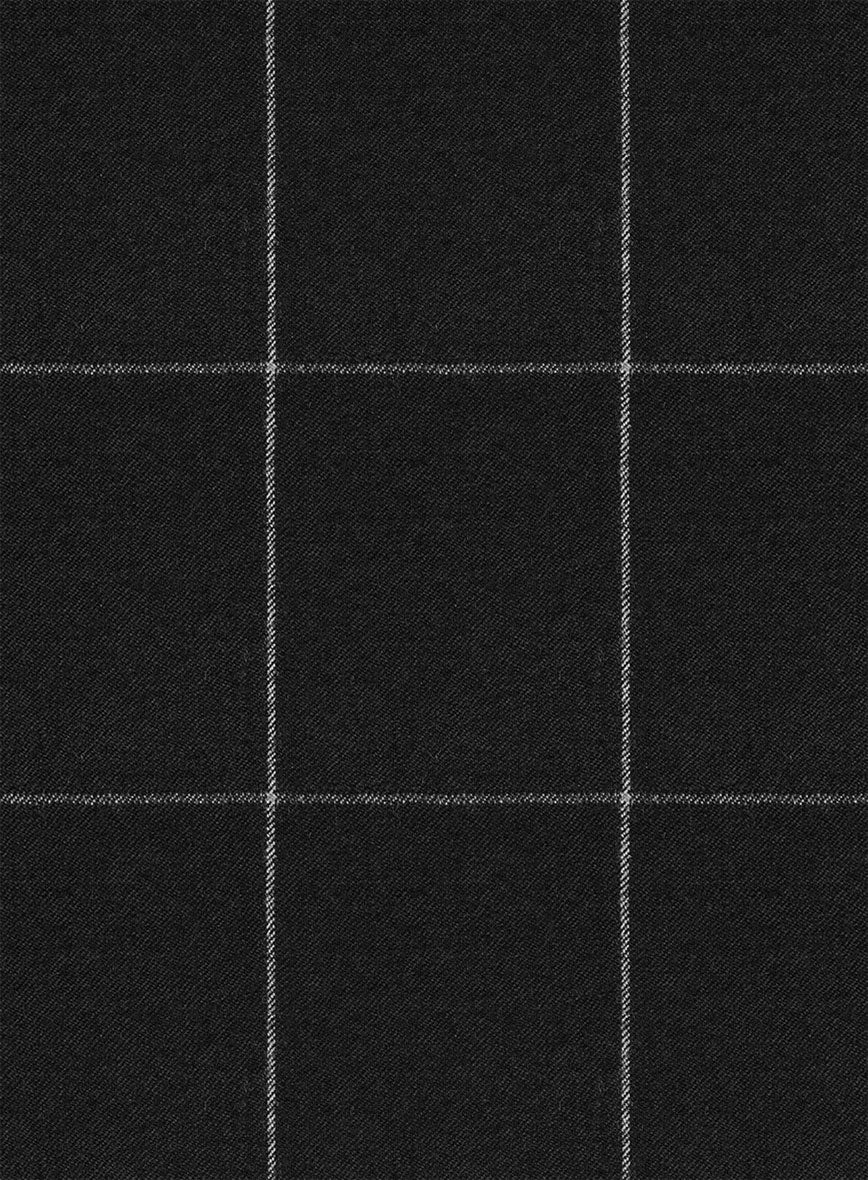 Italian Zergi Black Windowpane Flannel Suit
