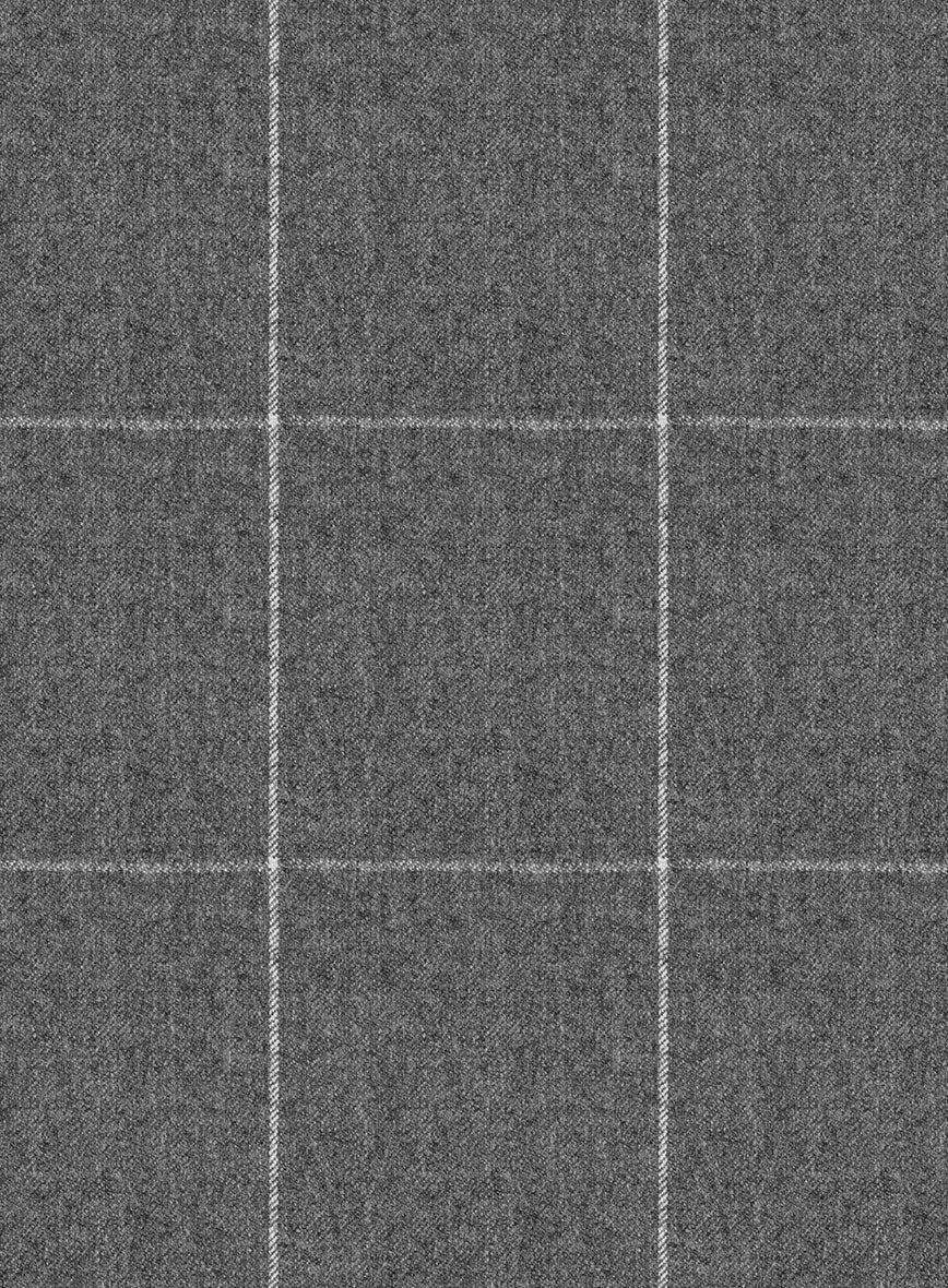Italian Zergi Gray Windowpane Flannel Suit