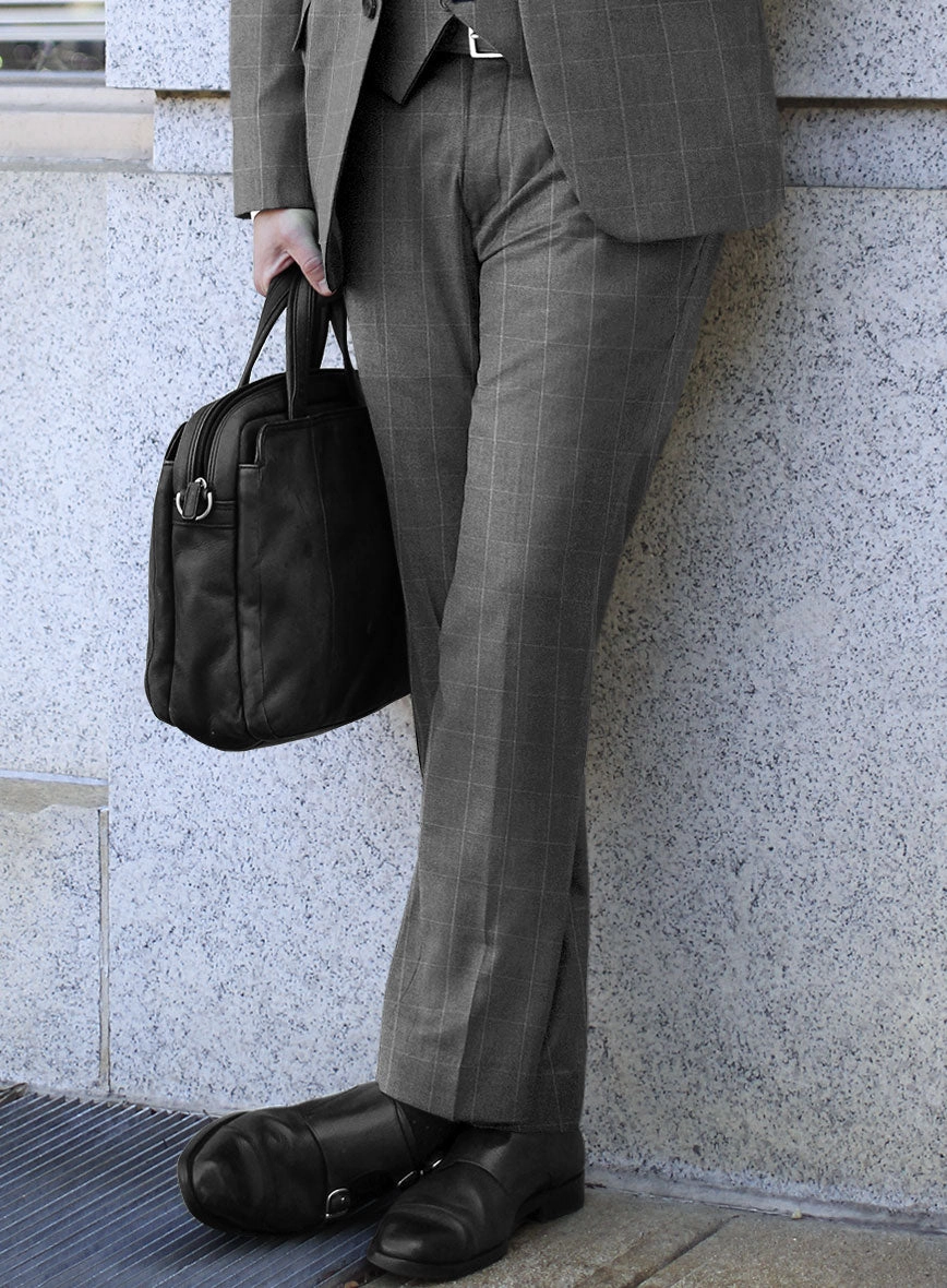 Italian Zergi Gray Windowpane Flannel Suit