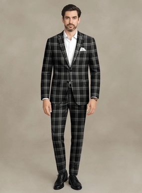 Italiano Murano Oseja Black Wool Linen Silk Suit
