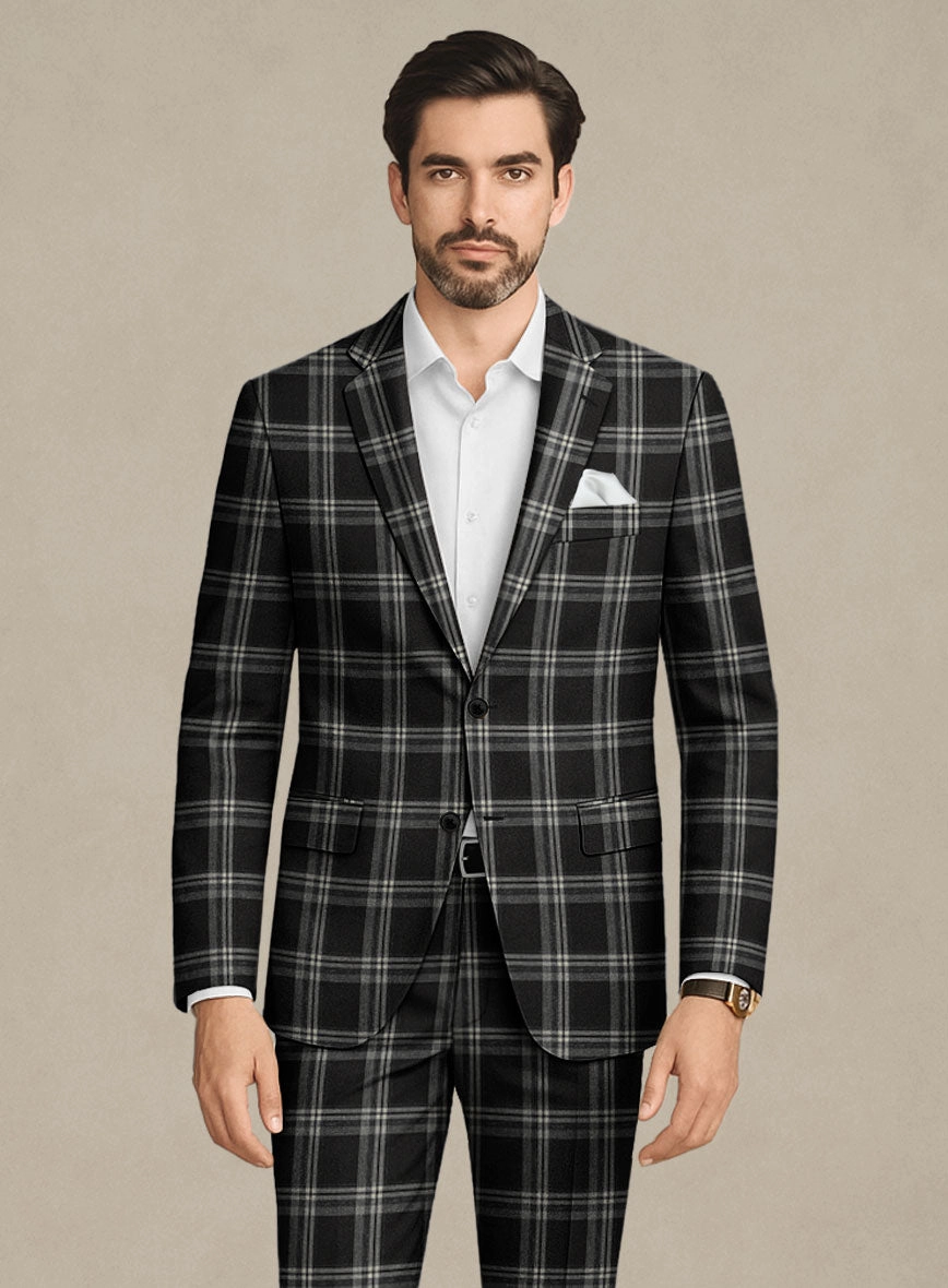 Italiano Murano Oseja Black Wool Linen Silk Suit