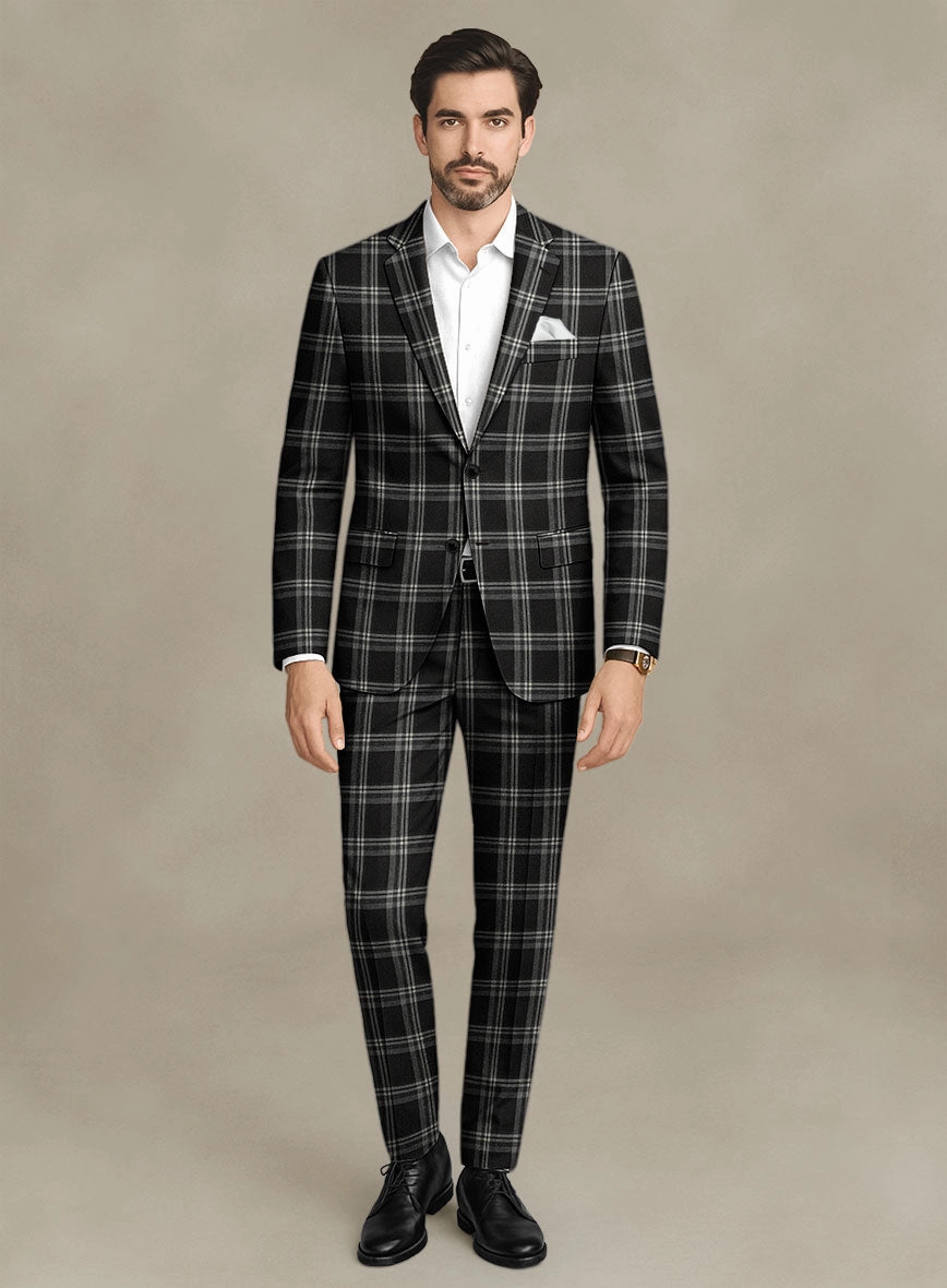 Italiano Murano Oseja Black Wool Linen Silk Suit