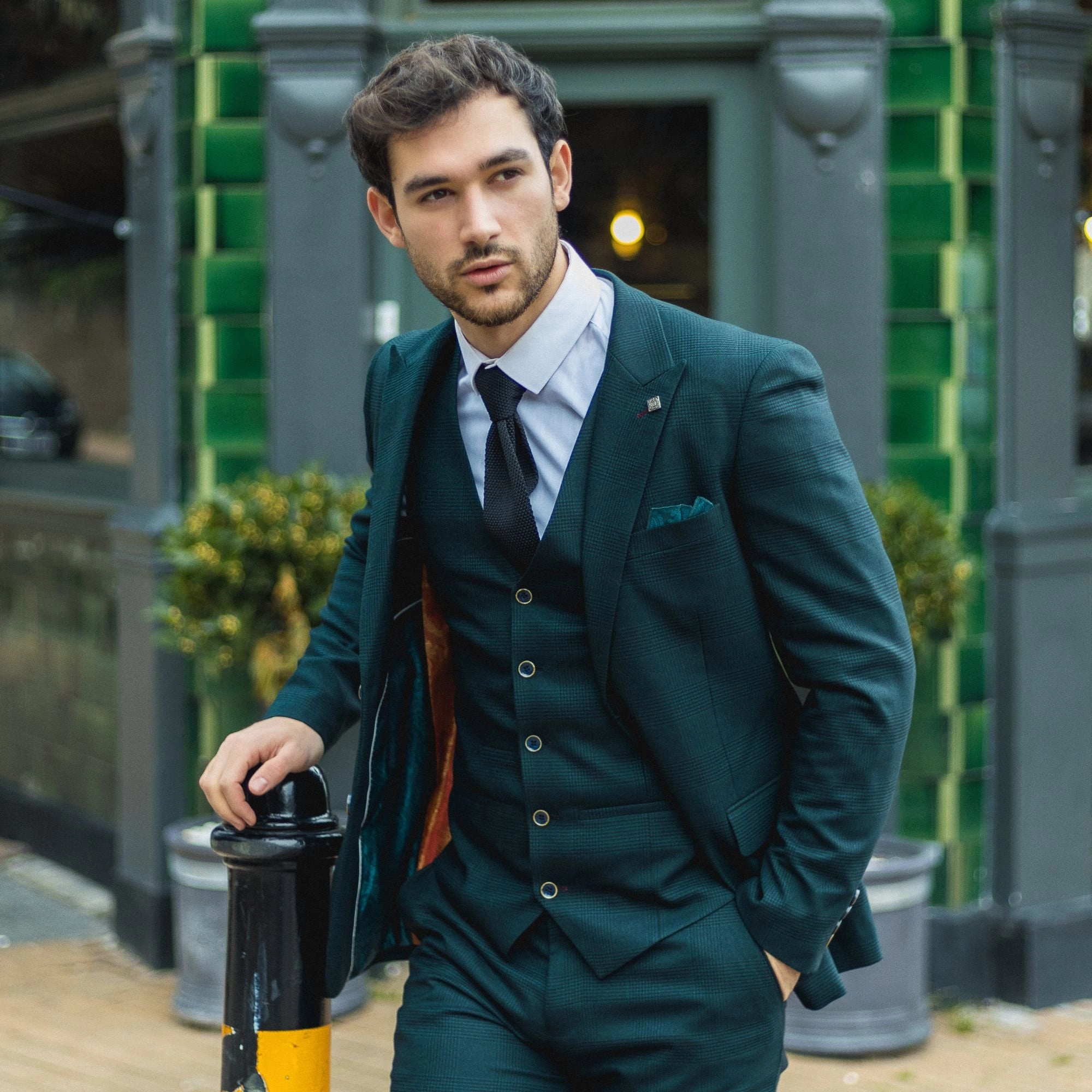 Jasper Olive Green 3 Piece Suit Check