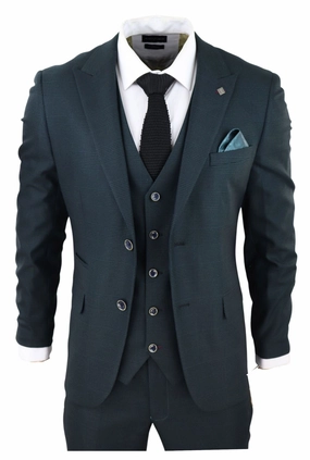 Jasper Olive Green 3 Piece Suit Check