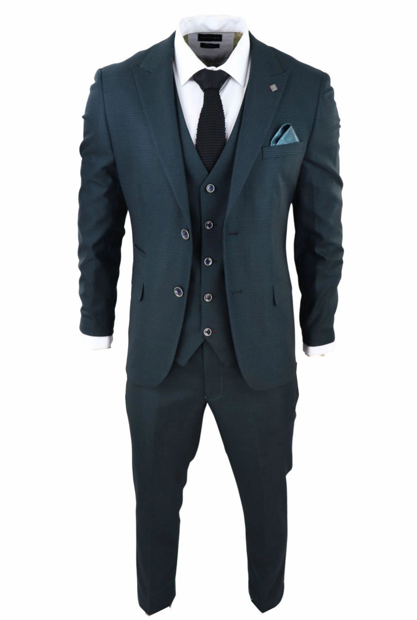 Jasper Olive Green 3 Piece Suit Check