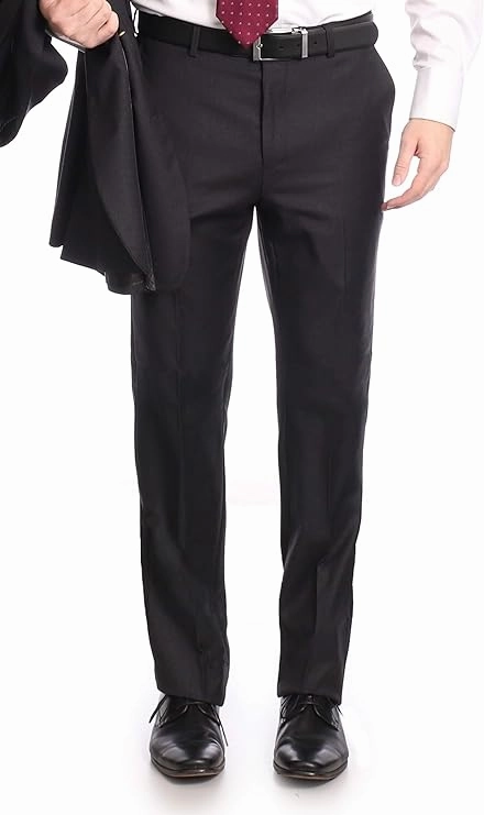 Label M Men's Classic Fit Two Button 100% Wool Wrinkle Resistant Suit - Charcoal Gray