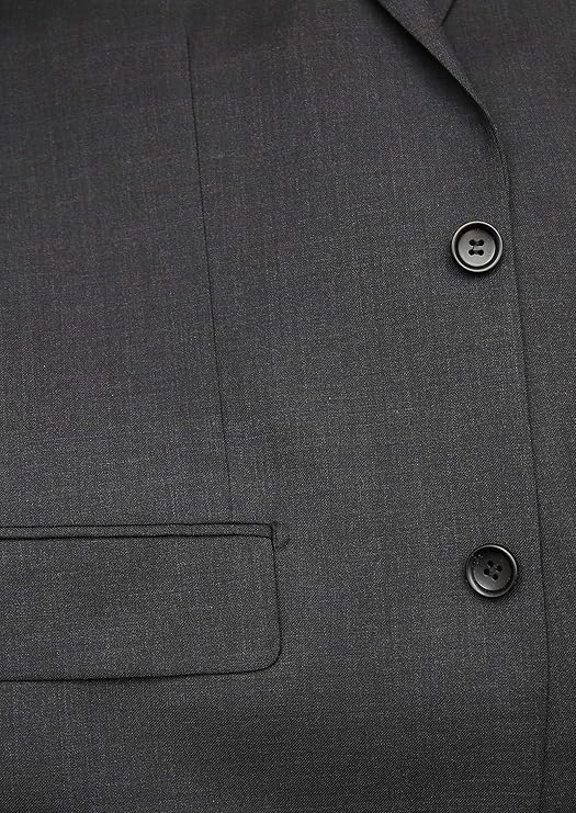 Label M Men's Classic Fit Two Button 100% Wool Wrinkle Resistant Suit - Charcoal Gray