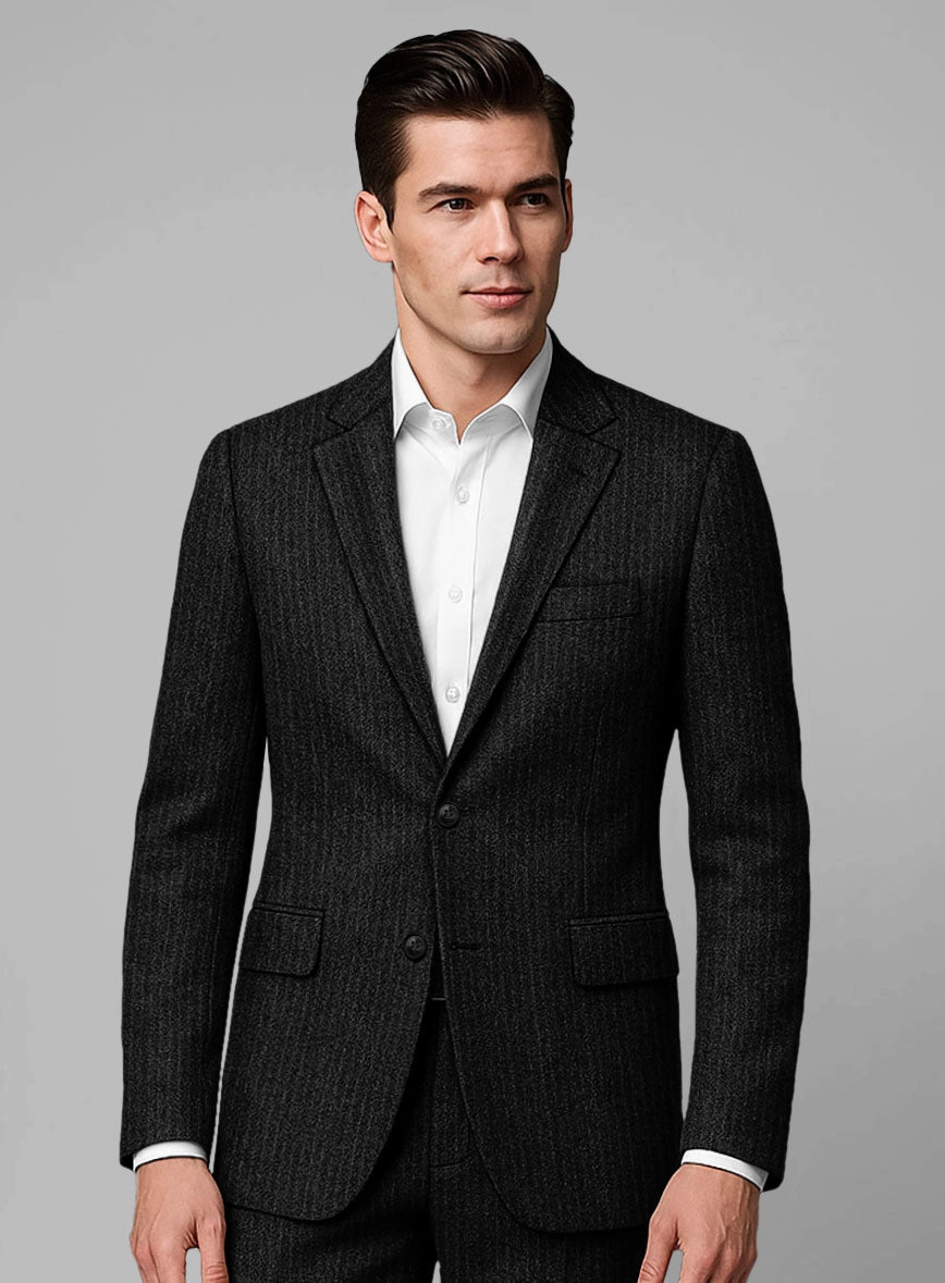Light Weight Black Stripe Tweed Suit