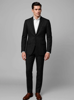 Light Weight Black Stripe Tweed Suit