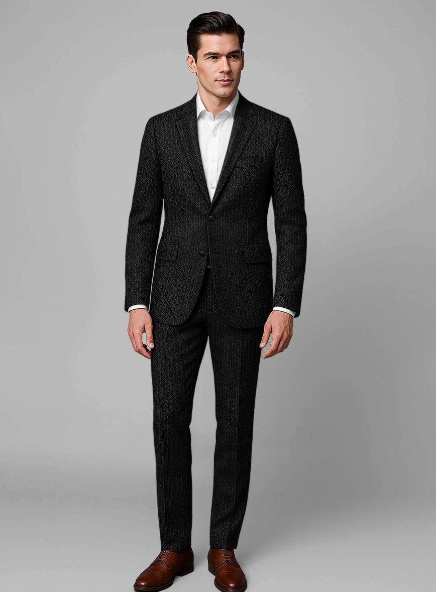 Light Weight Black Stripe Tweed Suit