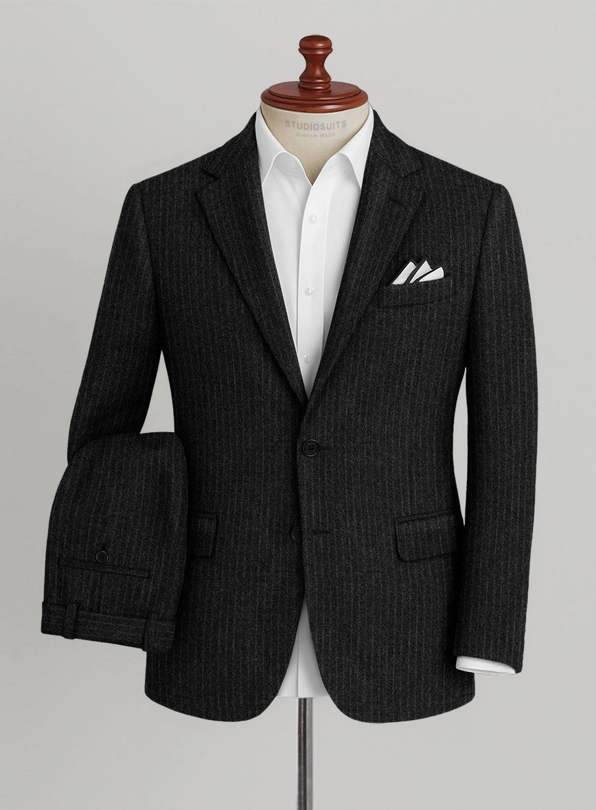 Light Weight Black Stripe Tweed Suit
