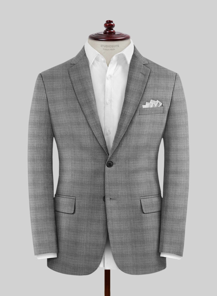 London Loom Gray Bruna Wool Silk Linen Suit