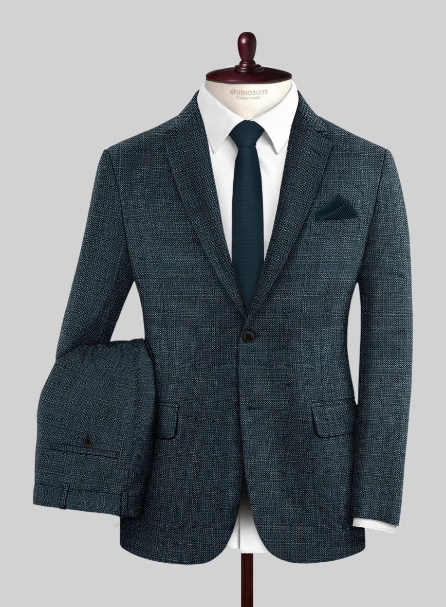 London Loom Teal Blue Ilaria Wool Silk Linen Suit