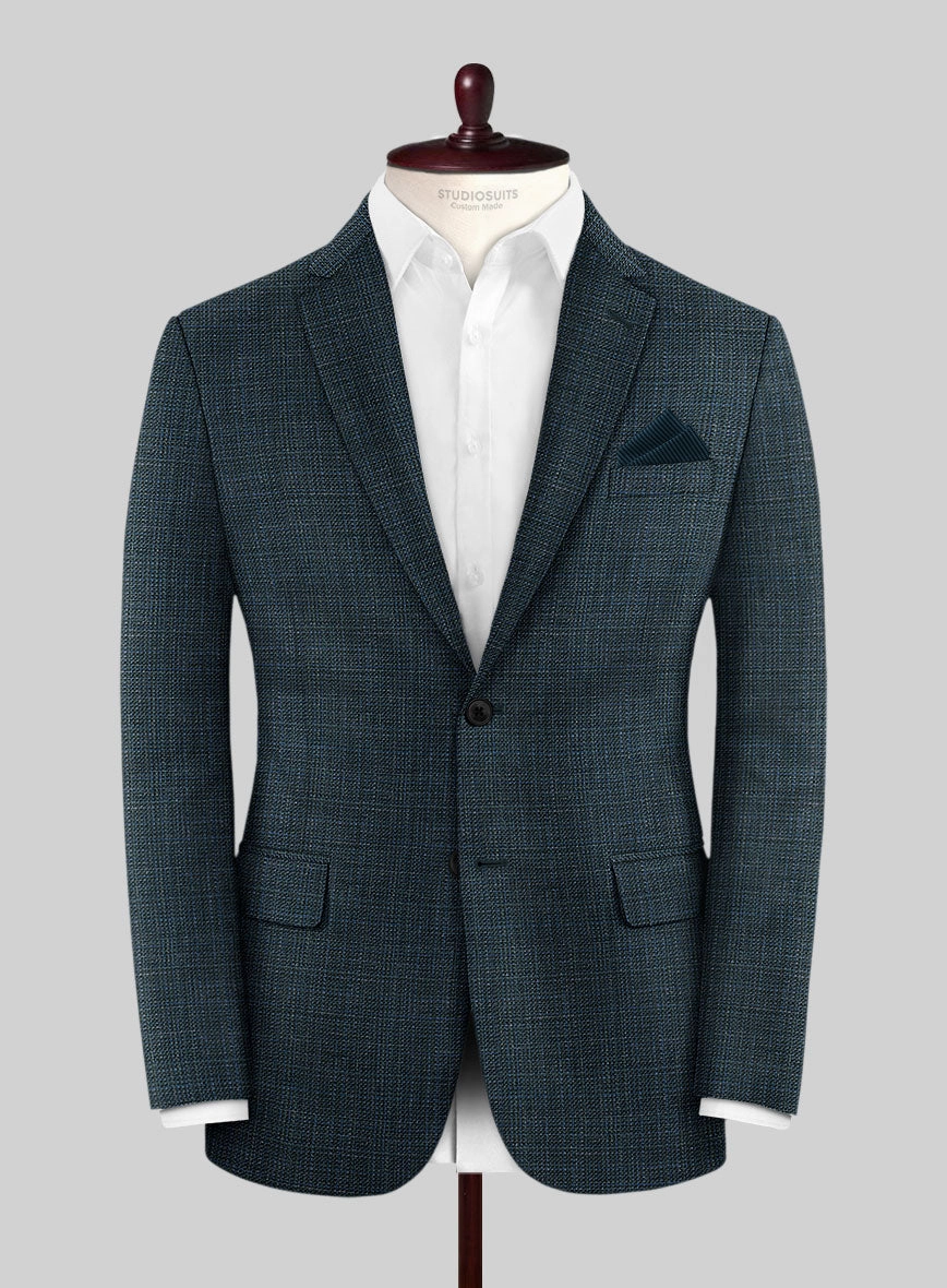 London Loom Teal Blue Ilaria Wool Silk Linen Suit