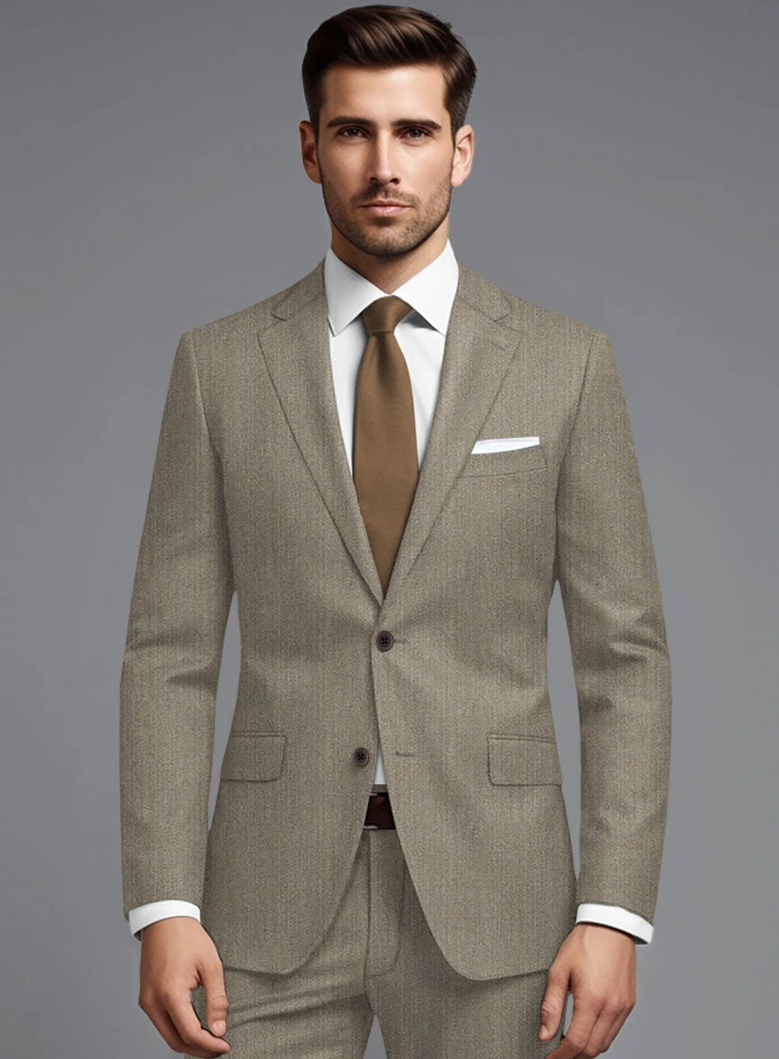 Marco Stretch Dark Beige Wool Suit