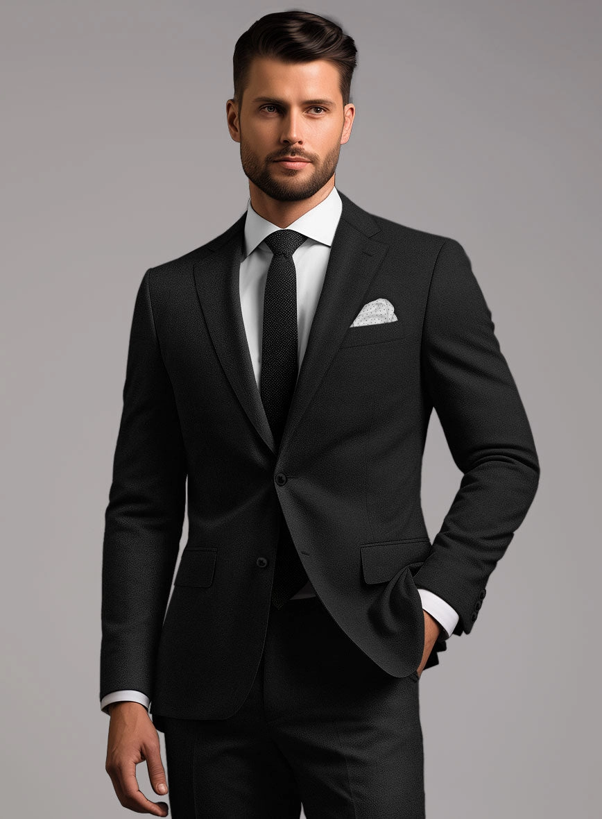 Marco Stretch Deep Black Wool Suit