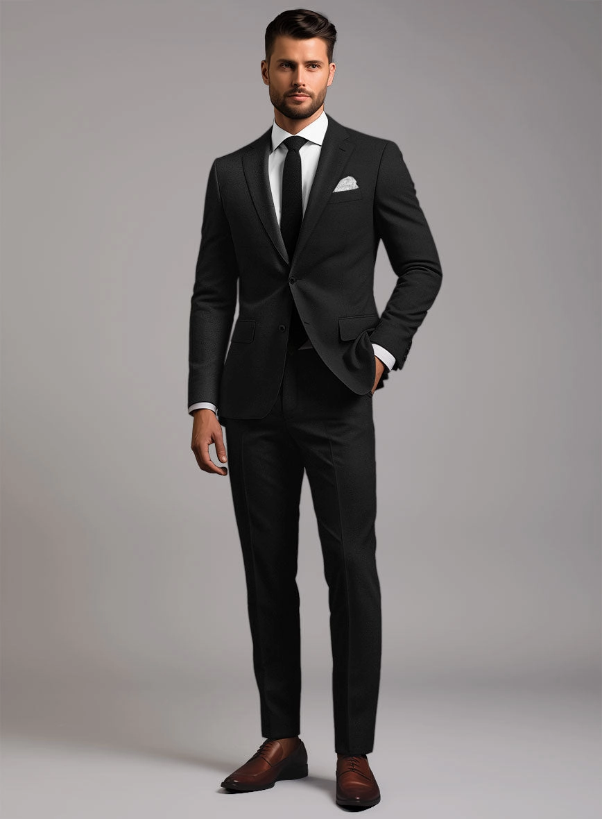 Marco Stretch Deep Black Wool Suit