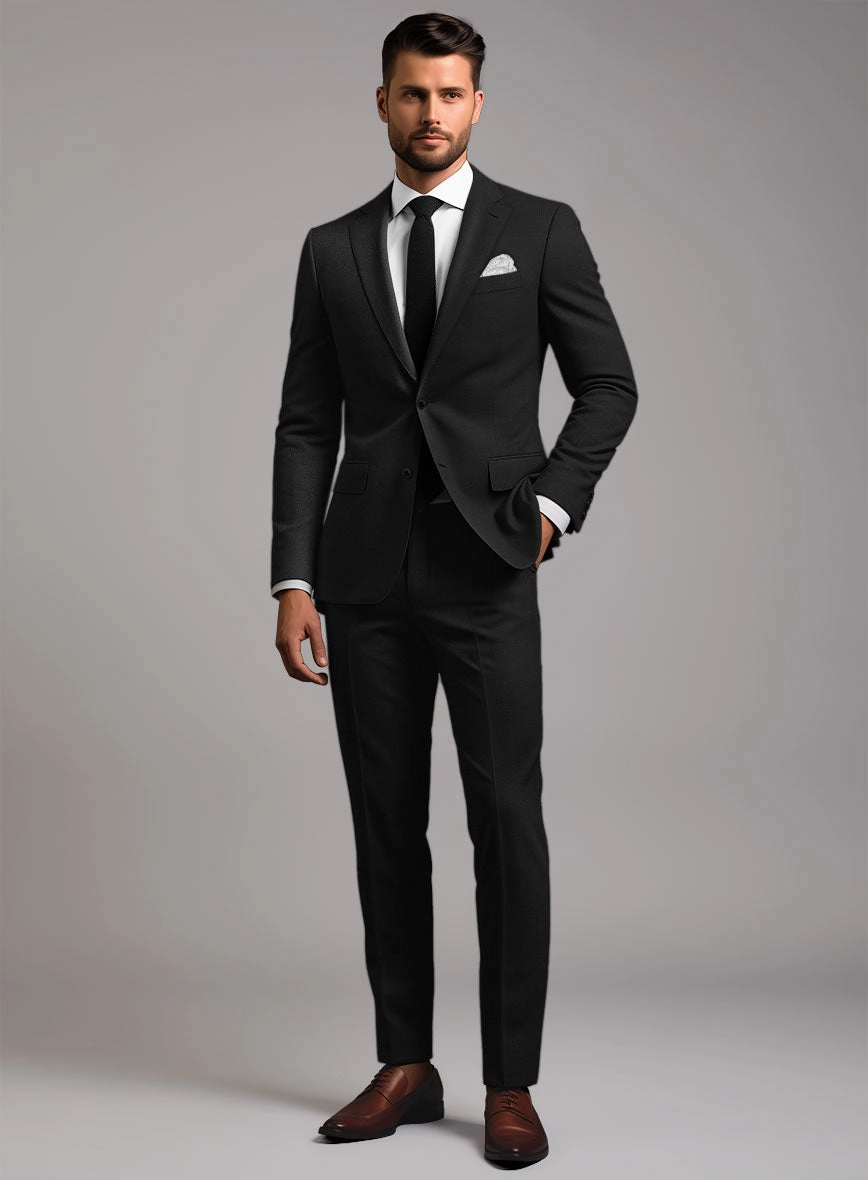 Marco Stretch Deep Black Wool Suit