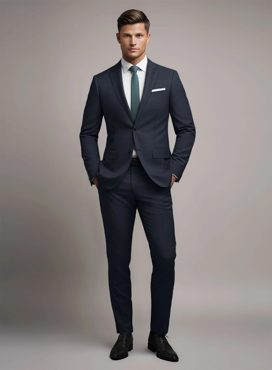 Marco Stretch Navy Blue Wool Suit
