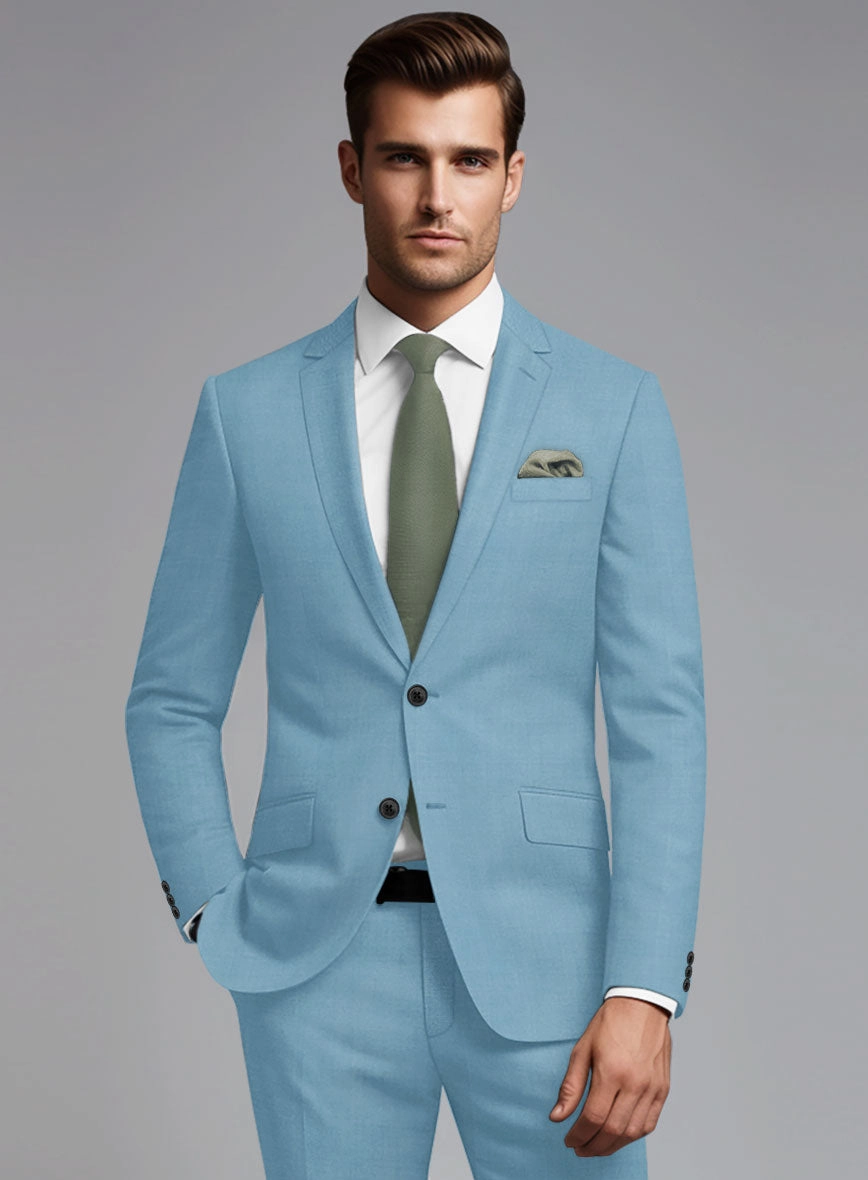 Marco Stretch Pastel Blue Wool Suit