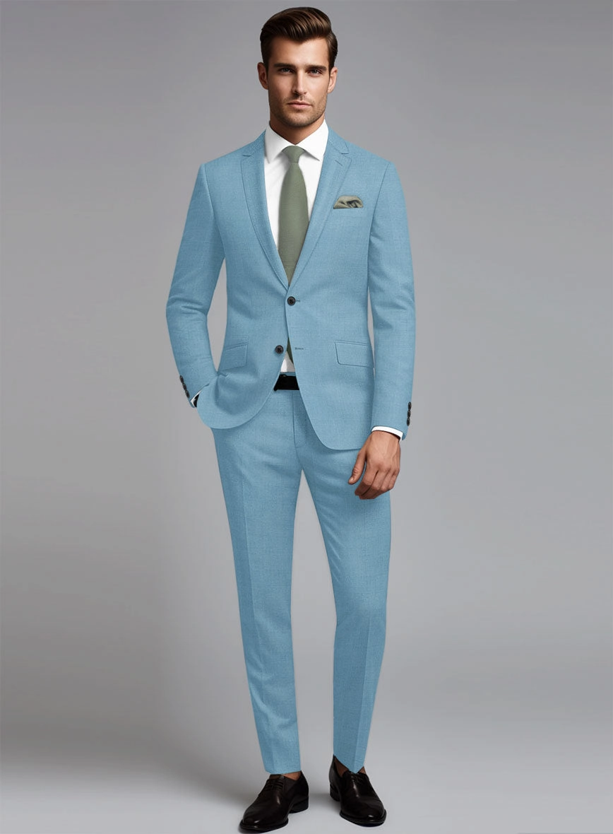 Marco Stretch Pastel Blue Wool Suit