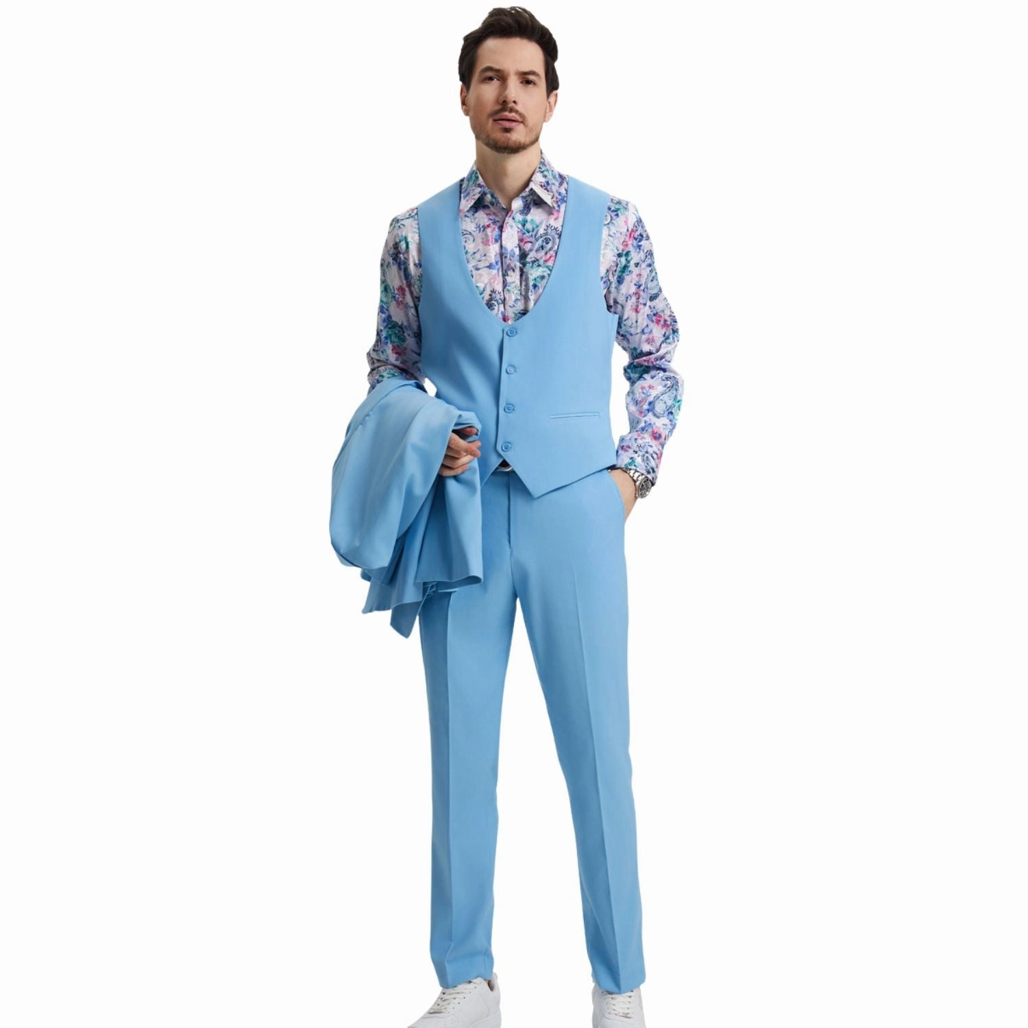 Maroonyx Collection: Stacy Adams Sky Blue 3-Piece Suit