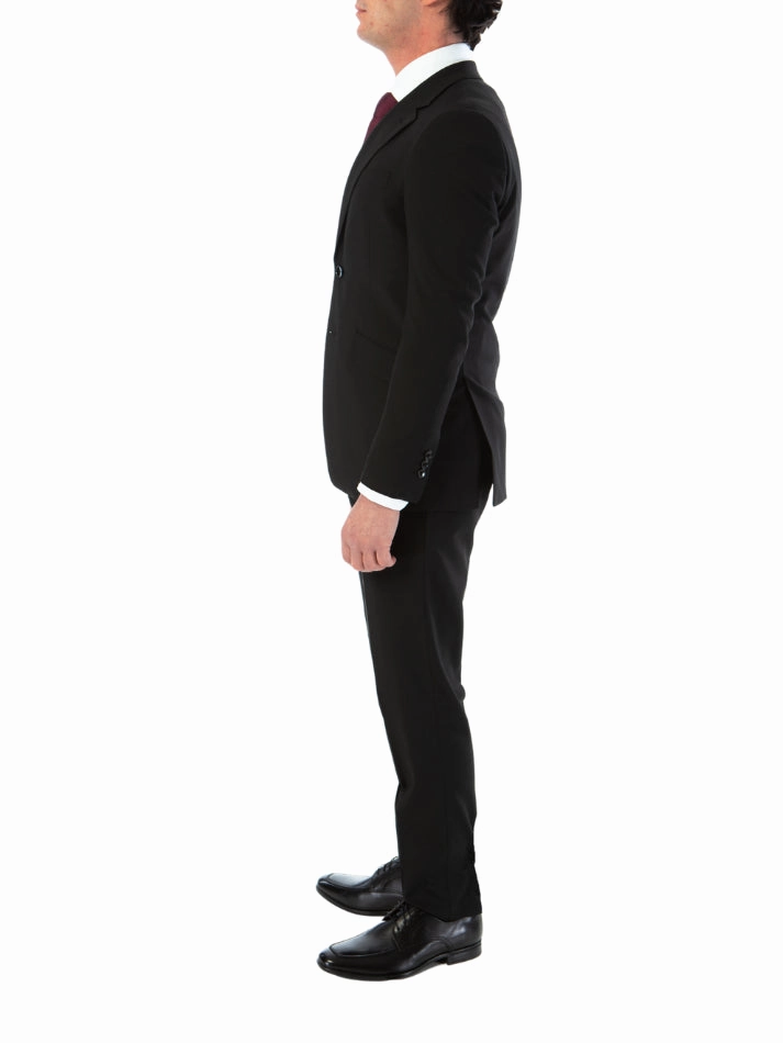 Mazara Mens Black Classic Fit 100% Wool 2 Piece Suit