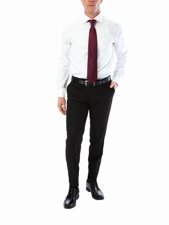 Mazara Mens Black Classic Fit 100% Wool 2 Piece Suit