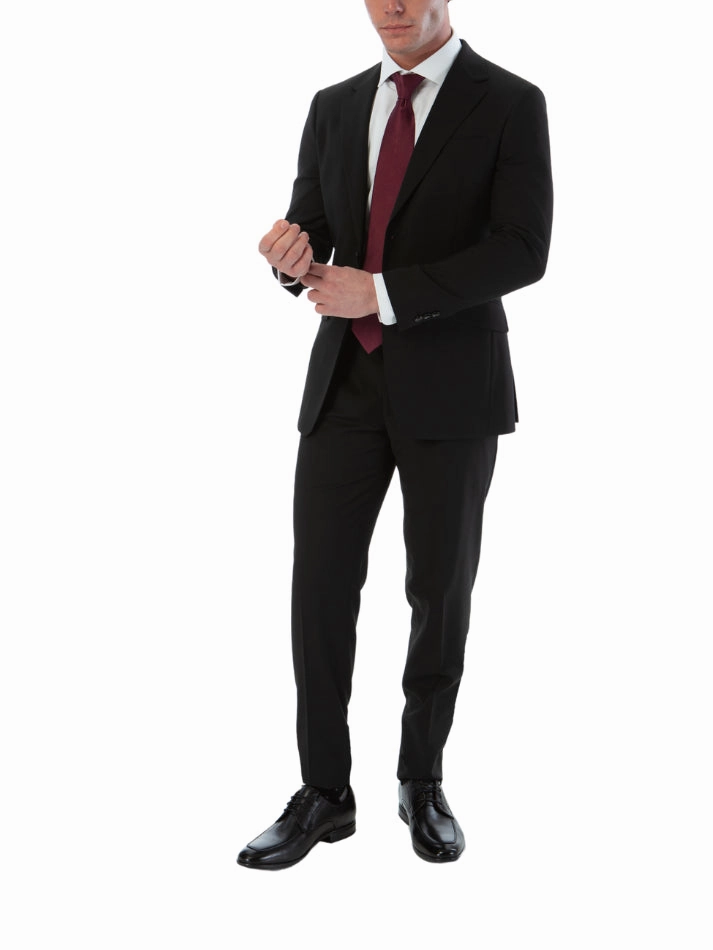 Mazara Mens Black Classic Fit 100% Wool 2 Piece Suit