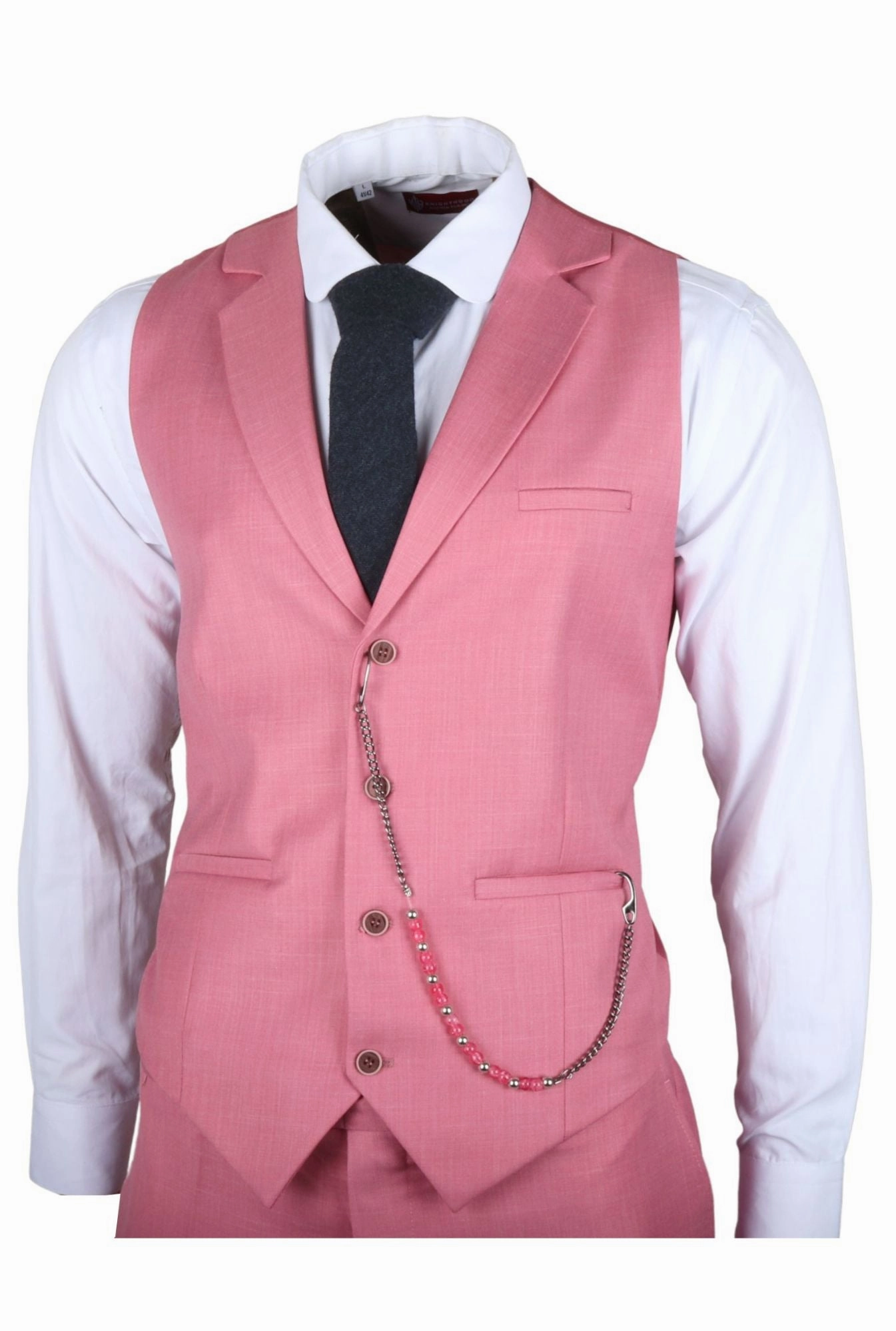 Men's 3 Piece Pink Tailored Fit Party Suit Race Day