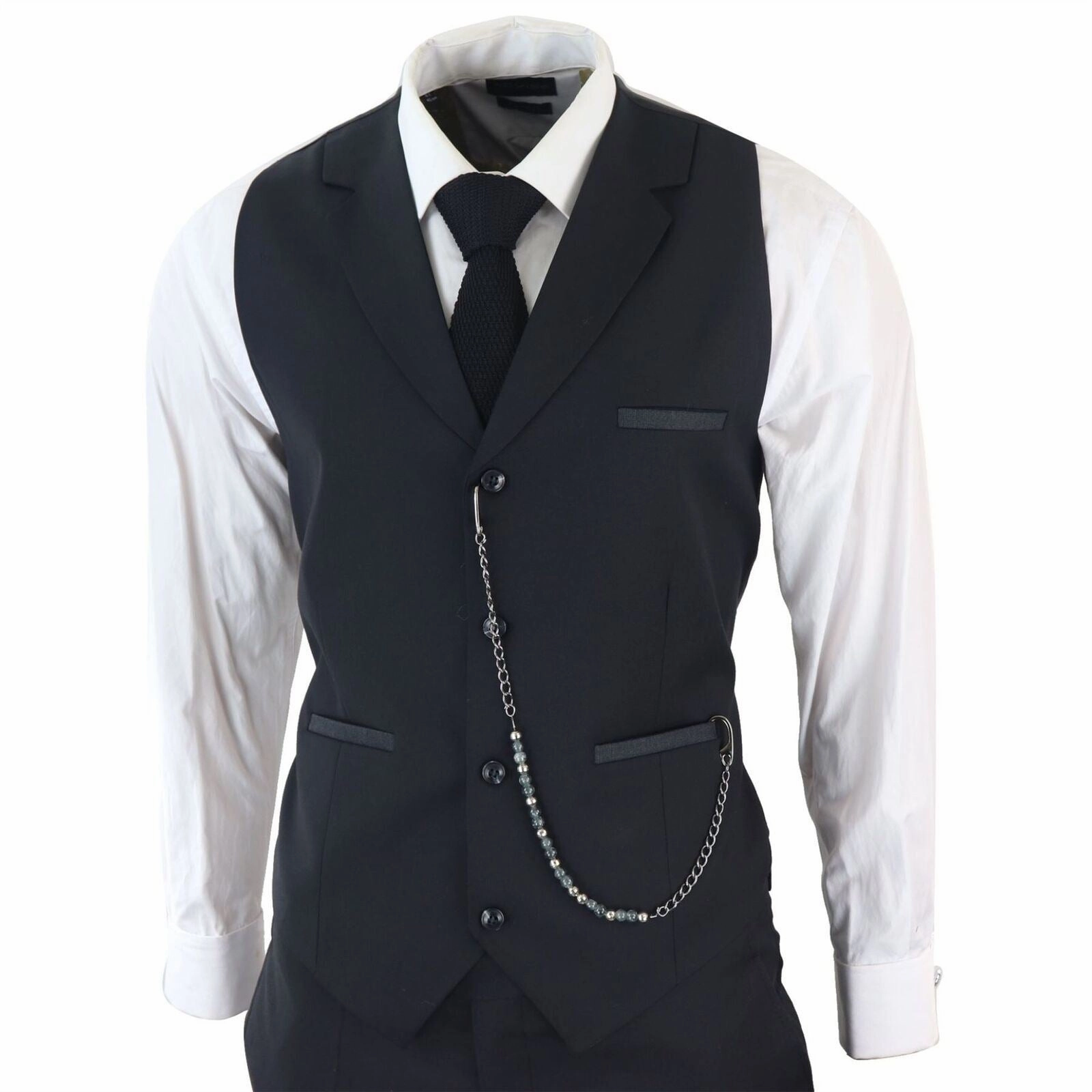 Men's Classic 3-Piece Plain Black Suit