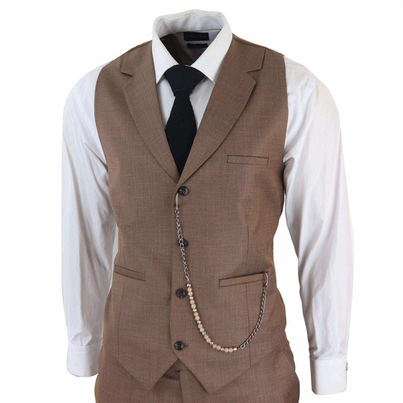 Men's Classic 3-Piece Plain Brown Suit