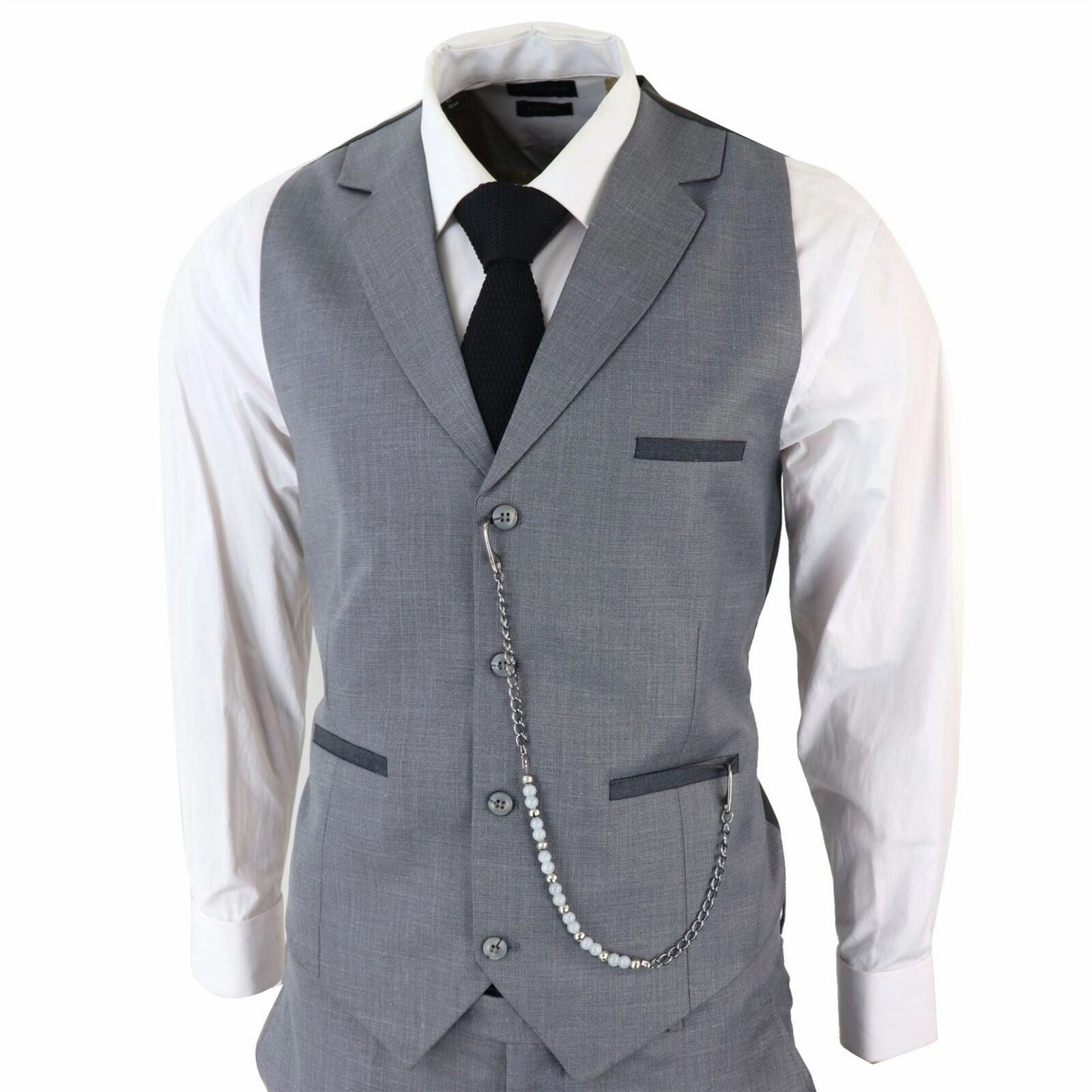 Men's Classic 3-Piece Plain Grey Suit