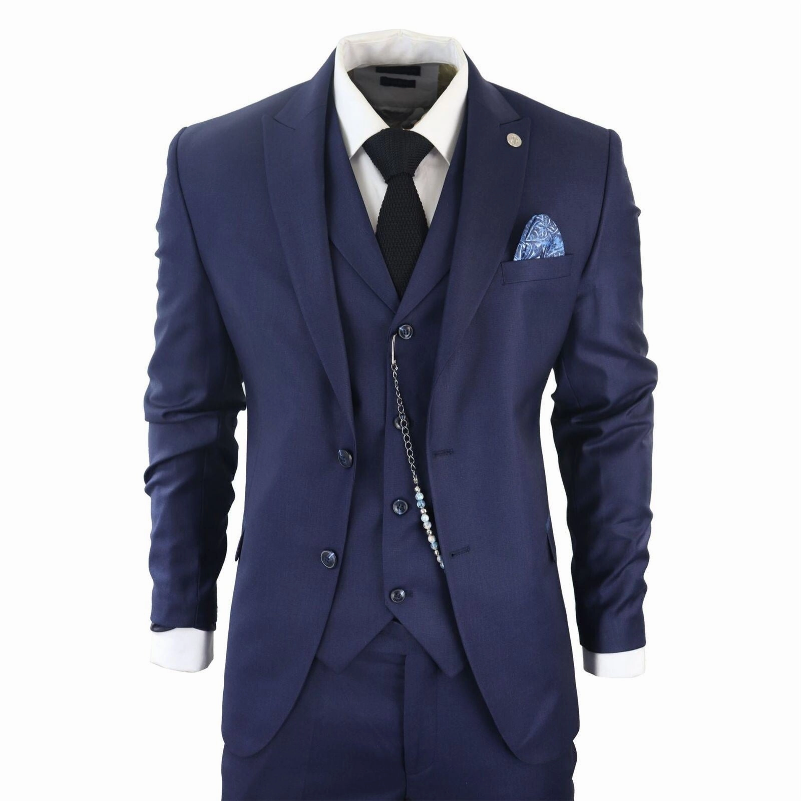 Men's Classic 3-Piece Plain Navy Suit