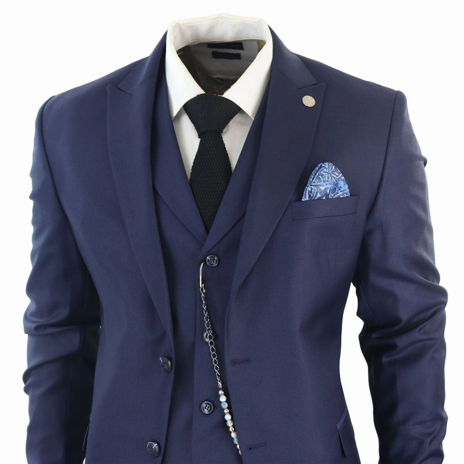 Men's Classic 3-Piece Plain Navy Suit
