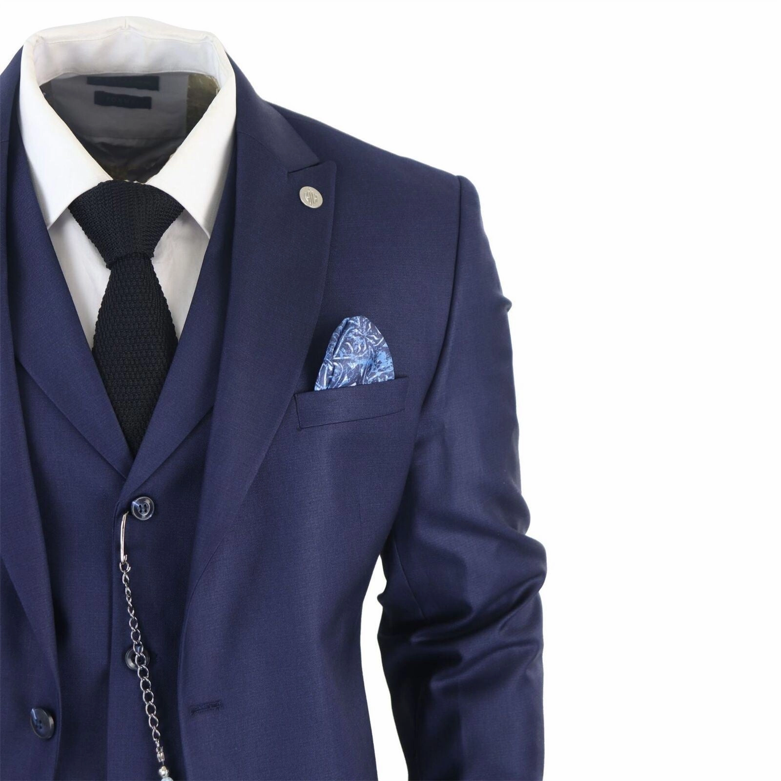 Men's Classic 3-Piece Plain Navy Suit