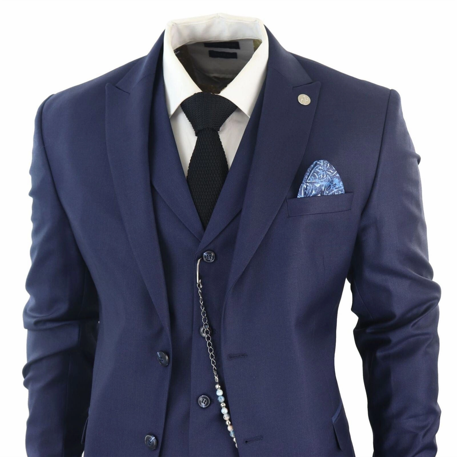 Men's Classic 3-Piece Plain Navy Suit