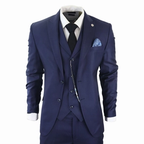 Men's Classic 3-Piece Plain Navy Suit