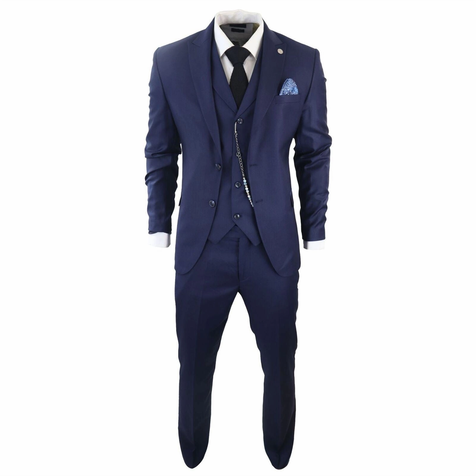 Men's Classic 3-Piece Plain Navy Suit