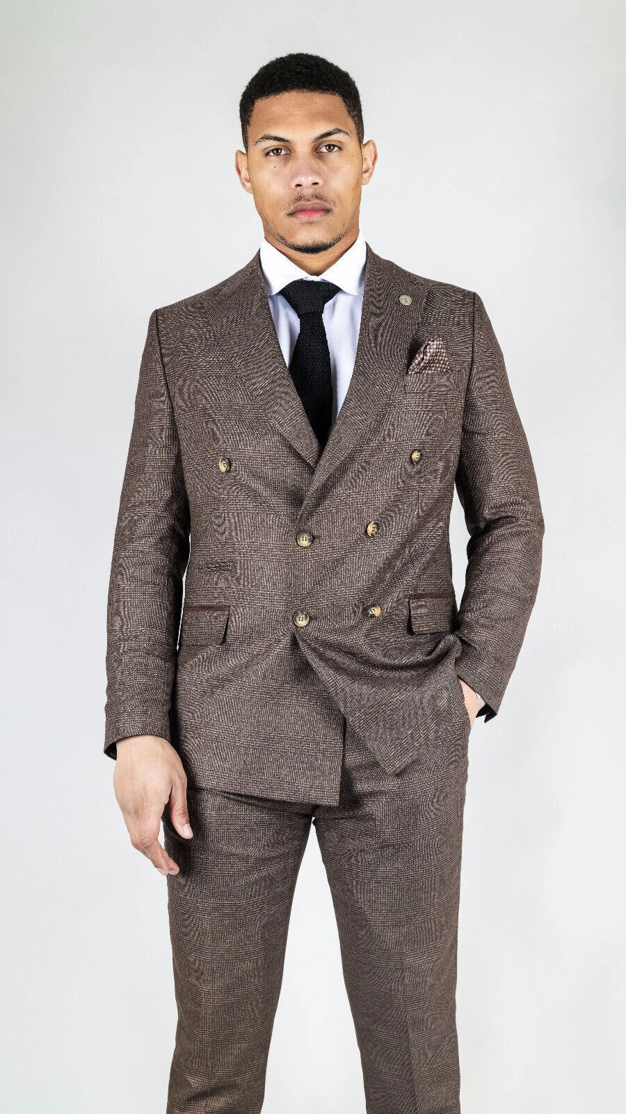 Men's Classic Brown Double Breasted 2-Piece Suit