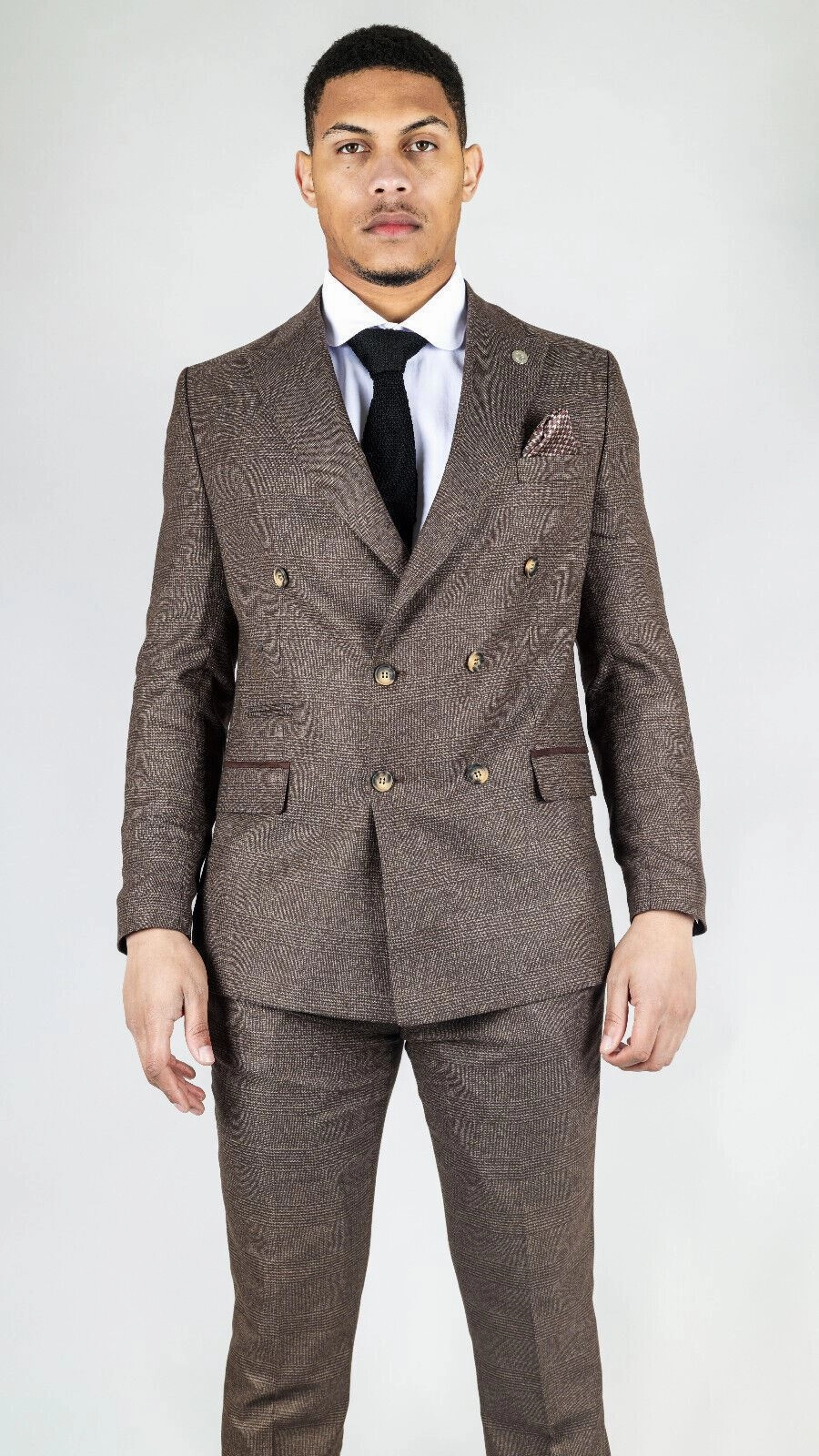 Men's Classic Brown Double Breasted 2-Piece Suit