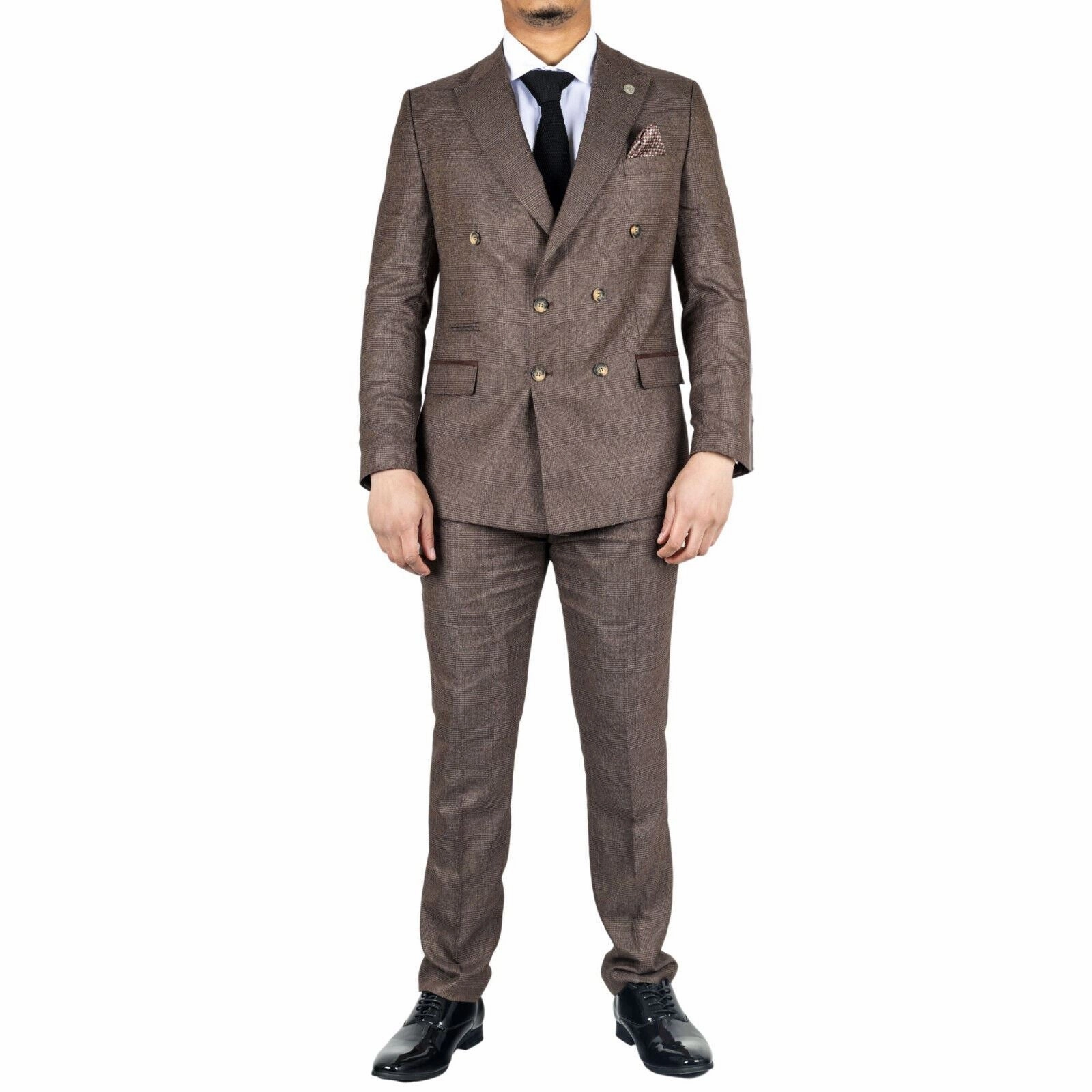 Men's Classic Brown Double Breasted 2-Piece Suit