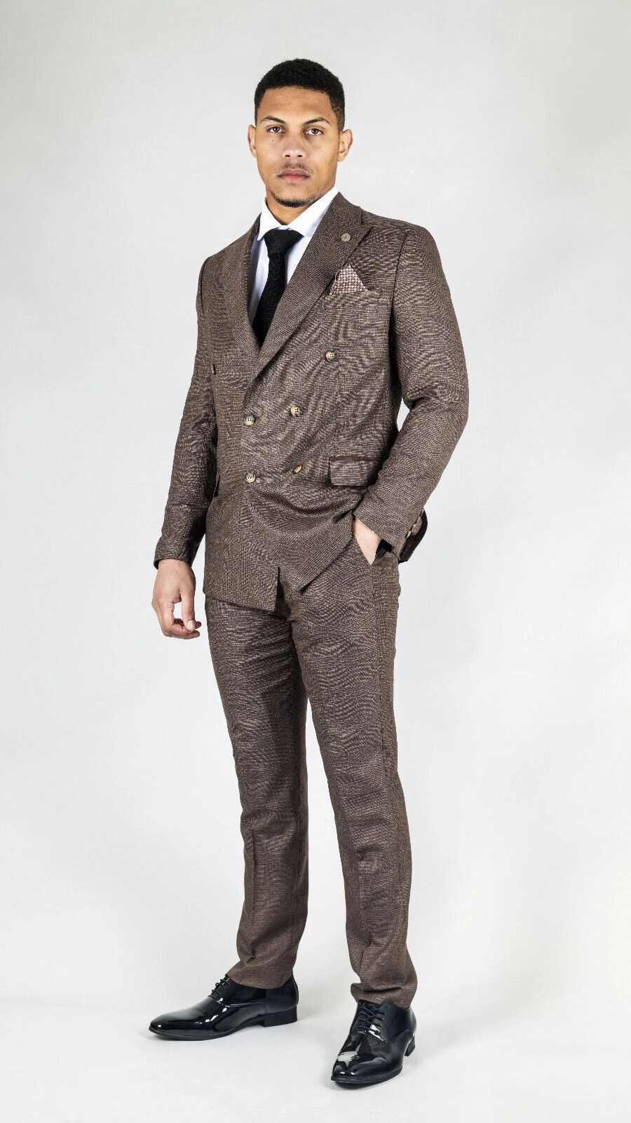 Men's Classic Brown Double Breasted 2-Piece Suit