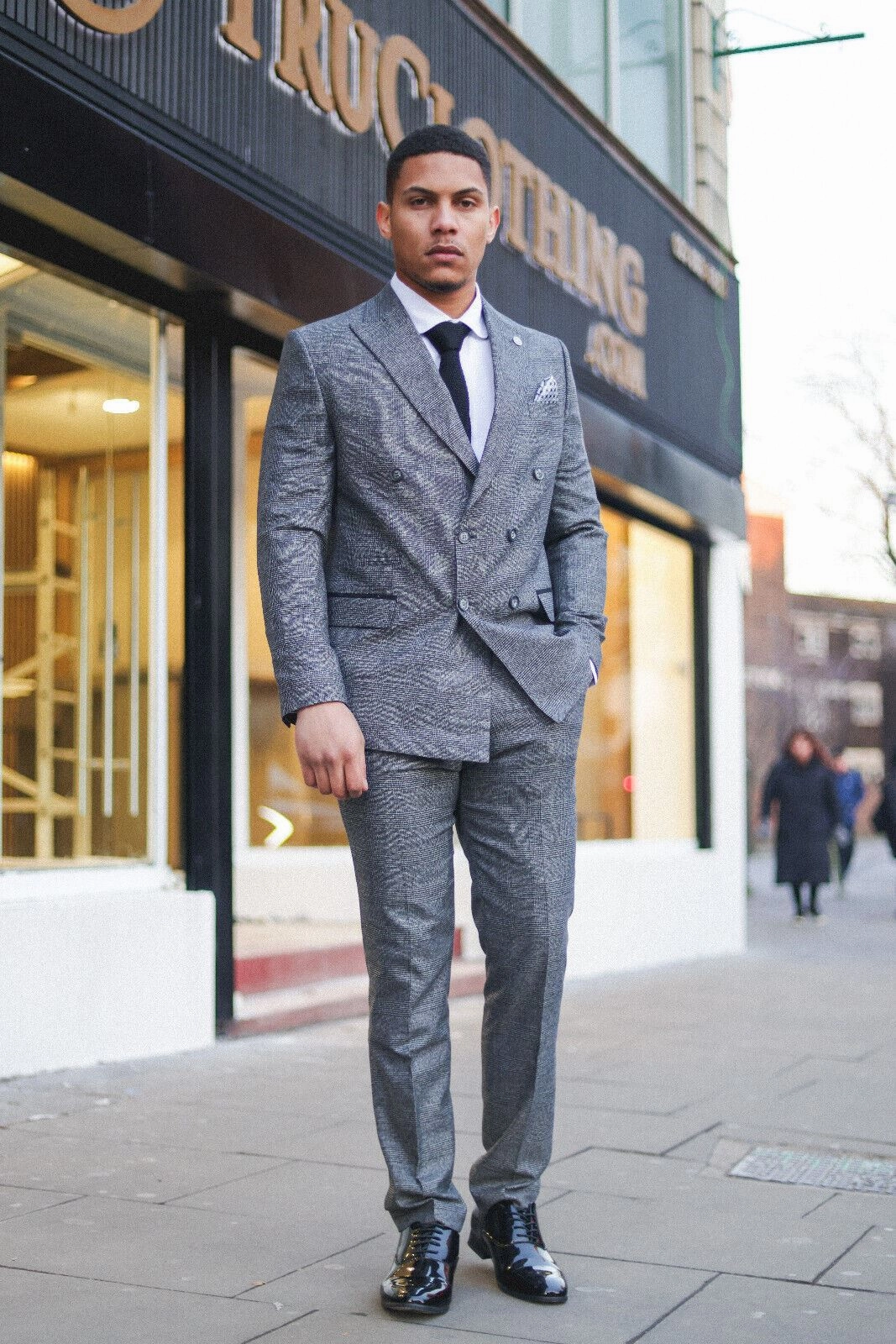 Men's Classic Grey Double Breasted 2-Piece Suit