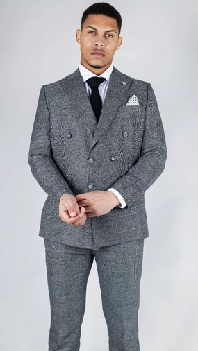 Men's Classic Grey Double Breasted 2-Piece Suit