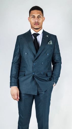 Men's Classic Olive Double Breasted 2-Piece Suit