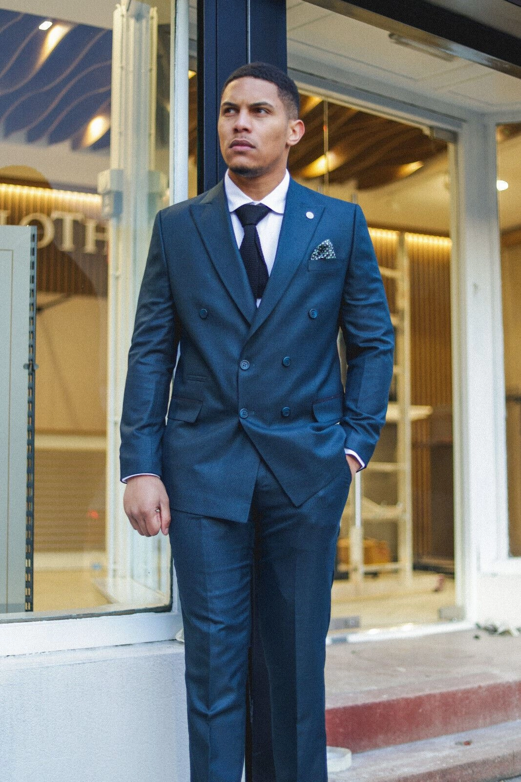 Men's Classic Olive Double Breasted 2-Piece Suit